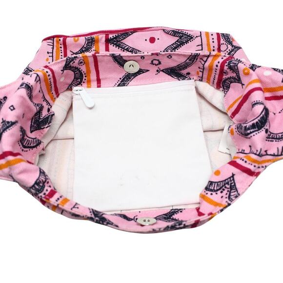 Marimekko Shoulder Bag Tote in Pink and Black Cotton Print 14x11" - Hey Viv - Picture 6 of 9